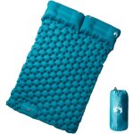 Matelas de camping autogonflant avec oreillers 2 personnes bleu