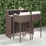 Meubles de bar de jardin 3pcs et coussins rsine tresse marron