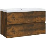 Meuble lavabo avec bassin int�gr� ch�ne fum� bois d'ing�nierie vidaxl