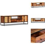 Vidaxl - meuble tv 120 x 30 x 40 cm bois de r�cup�ration massif et acier - meubles tv - meuble tv industriel ...
