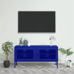 Vidaxl - meuble tv, banc tv bleu marine 105x35x50 cm acier