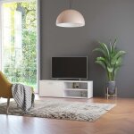 Meuble tv blanc 120x34x37 cm bois d'ing�nierie