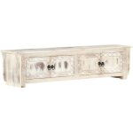 Vidaxl - meuble tv blanc 140x30x35 cm bois massif de manguier