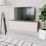 Vidaxl - meuble tv bois d'ingénierie 120x40x34cm chêne et blanc brillant Vidaxl - meuble tv bois d'ingénierie 120x40x34cm chêne et blanc brillant