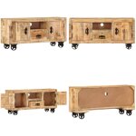 Vidaxl - meuble tv bois de manguier brut 110x30x50 cm - meuble tv - meuble industriel - meuble design ...