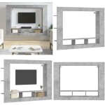 Vidaxl - meuble tv gris b�ton 152x22x113 cm bois d'ing�nierie - meuble tv - meuble tv mural - support ...
