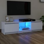 Vidaxl - meuble tv avec lumières led blanc 140x40x35, 5 cm Vidaxl - meuble tv avec lumières led blanc 140x40x35, 5 cm