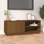 Vidaxl ? meuble tv en bois de pin massif marron miel 105x34x40 cm ? design rustique avec grand espace ...