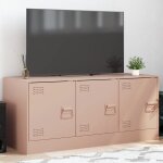 Vidaxl ? meuble tv rose 99x39x44 cm en acier lamin� � froid ? 3 compartiments avec portes ? capacit� ...