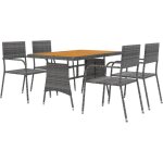 Mobilier � d�ner d'ext�rieur 5 pcs r�sine tress�e gris vidaxl