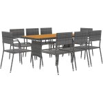 Vidaxl - mobilier � d�ner d'ext�rieur 9 pcs r�sine tress�e gris