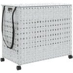 Panier � linge avec roulettes blanc 66x35x60 cm r�sine tress�e vidaxl