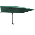 Vidaxl - parasol d�port� avec lumi�res led aluminium 400x300 cm vert