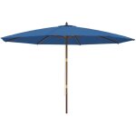 Parasol de jardin avec m�t en bois bleu azur� 400x273 cm vidaxl