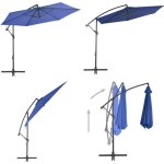 Parasol de jardin en porte -  - faux avec mt en aluminium bleu - parasol de jardin - parasol suspendu ...
