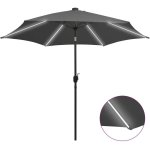 Parasol de jardin et lumires led mt en aluminium anthracite vidaxl