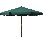 Parasol avec m�t en bois 330 cm vert