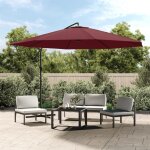 Parasol en porte - à - faux avec mât en aluminium 350 cm bordeaux Parasol en porte - à - faux avec mât en aluminium 350 cm bordeaux