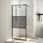 Vidaxl ? paroi de douche en verre esg transparent 100x195 cm ? �paisseur 5 mm ? cadre noir r�glable ? ...