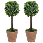 Plantes de buis artificiel 2 pcs avec pots boule vert 33 cm vidaxl
