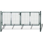 Vidaxl ? portail grillag� en acier galvanis� 306x175 cm ? vert fonc� ? verrou robuste avec 3 cl�s ? installati ...