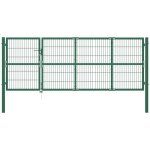 Vidaxl - portail de clture de jardin avec poteaux 350x120 cm acier vert