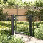 Vidaxl ? portail grillag� en acier galvanis� 100 x 75 cm ? couleur anthracite ? poteaux de 48 mm ? installatio ...
