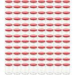 Vidaxl - pots � confiture avec couvercle rouge 96 pcs verre 230 ml