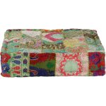 Vidaxl ? pouf carr� en coton fait � la main 50 x 50 x 12 cm ? design vintage patchwork ? rembourr� avec ...