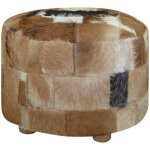 Vidaxl - pouf cuir de chvre rond 50 x 50 x 45 cm