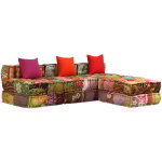 Pouf modulaire � 3 places patchwork tissu vidaxl
