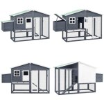 Vidaxl - poulailler avec nichoir gris et blanc bois de sapin massif - poulailler - coop - abri pour poules ... Vidaxl - poulailler avec nichoir gris et blanc bois de sapin massif - poulailler - coop - abri pour poules ...