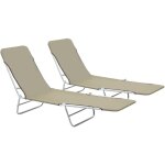 Vidaxl - chaises longues pliables lot de 2 acier et tissu taupe