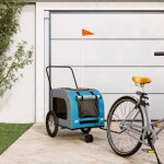 Remorque de v�lo pour animaux de compagnie bleu et gris vidaxl