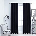 Rideaux occultants avec anneaux 2 pcs velours noir 140x225 cm vidaxl