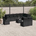 Vidaxl - salon de jardin 11 pcs avec coussins noir r�sine tress�e