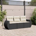 Vidaxl - salon de jardin 3 pcs avec coussins noir r�sine tress�e