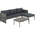 Vidaxl - salon de jardin 3 pcs avec coussins r�sine tress�e gris
