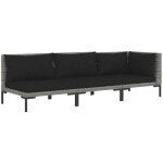 Vidaxl - salon de jardin 3 pcs gris fonc� r�sine tress�e demi - ronde