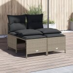 Salon de jardin 4 pcs avec coussins gris clair r�sine tress�e vidaxl