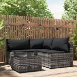 Vidaxl - salon de jardin 4 pcs avec coussins gris résine tressée Vidaxl - salon de jardin 4 pcs avec coussins gris résine tressée