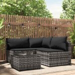 Vidaxl - salon de jardin 4 pcs avec coussins gris r�sine tress�e