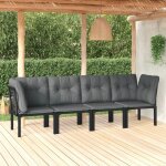 Salon de jardin 4 pcs noir et gris r�sine tress�e