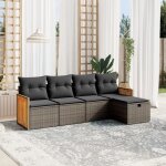 Vidaxl - salon de jardin 5 pcs avec coussins gris rsine tresse