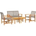 Vidaxl - salon de jardin 5 pcs gris rsine tresse et bois d'acacia