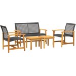 Vidaxl ? salon de jardin 5 pcs ? r�sine tress�e noire et bois d'acacia ? 2 tables 43x43cm et 2 chaises ...