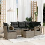 Vidaxl - salon de jardin 6 pcs avec coussins gris rsine tresse
