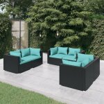 Vidaxl - salon de jardin 6 pcs avec coussins r�sine tress�e noir