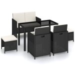 Vidaxl ? salon de jardin 6 pcs avec coussins ? r�sine tress�e noire ? cadre en acier l�ger ? coussins ...