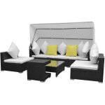 Vidaxl - salon de jardin 7 pcs avec baldaquin r�sine tress�e noir